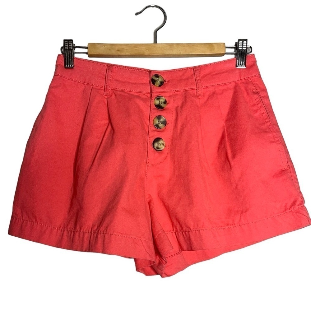 NWOT Urban Outfitters BDG High Waisted Button Fly Coral Orange Cotton Shorts-26